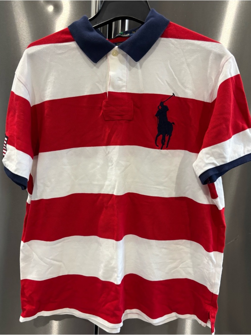 Polo by Ralph Lauren Red, White & Navy Striped Polo